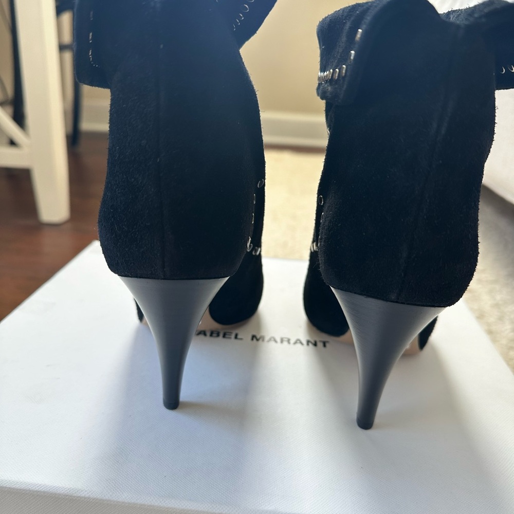 Isabel Marant Black Suede Studded Story Lisbo Ankle Boots, Size 39, NIB - Picture 7 of 14